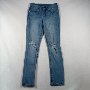 Seven 7 Jeans Womens 4 Blue Skinny Mid Rise Light Wash Stretch